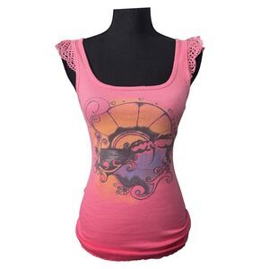 Vintage Pink & Orange Ocean Pacific Y2K Fairy Grunge Surfer Boho Tank Top S M